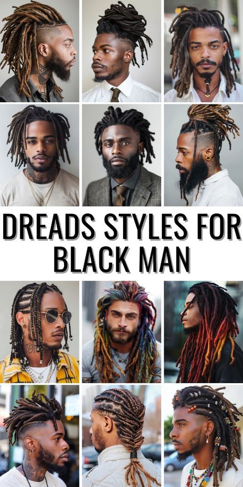 Dive into our extensive gallery of dreads styles for black man, featuring everything from short, manageable dreadlocks to long, intricate locks. Perfect for any male looking to refresh his look, these dreadlock hairstyles include options for adding a beard or styling into a high bun or casual ponytail. Get inspired by various hair designs that are both functional and fashionable. Mens Lock Styles, Men’s Dreadlock Hairstyles, Dreadlock Hairstyles Men Dreads Styles, Different Loc Styles Men, Men Locks Dreadlocks Style, Dreads Men Styles, Lock Styles For Men Dreads, Loc Styles For Men Long, Mens Locs Hairstyles