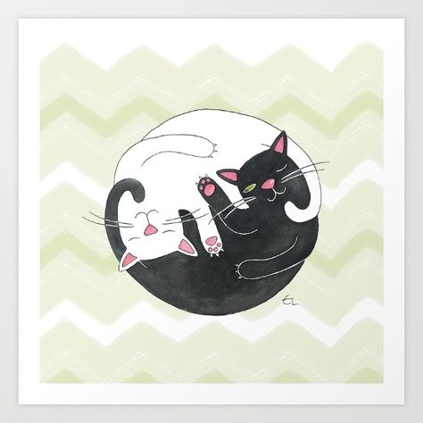 Philosophy Art, Small Drawings, Cats Illustration, Ying Yang, Pompeii, Rock Crafts, Cat Clothes, Buy A Cat, Black Cats