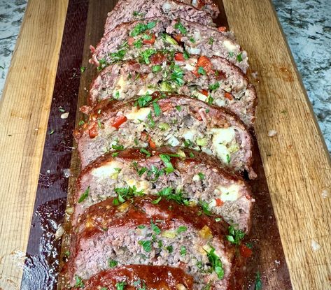 Fully Loaded Smoked Meatloaf Smoked Beef Short Ribs, Smoked Meatloaf, Smoked Recipes, Italian Meatloaf, Lump Charcoal, Bourbon Glaze, Kamado Joe, Smoked Beef, Seafood Appetizers