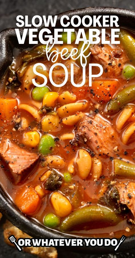 Slow Cooker Vegetable Beef Soup Beef Soup Crockpot, Hamburger Soup Crockpot, Beef Soup Slow Cooker, Slow Cooker Vegetable Beef Soup, Vegetable Beef Stew Recipe, Crockpot Vegetable Beef Soup, Easy Vegetable Beef Soup, Vegetable Soup Crock Pot, Crock Pot Vegetables