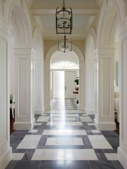 Through the main entrance hallway you can access the family and living rooms Boston Design, Hill Interiors, Unique Flooring, Entrance Ways, Inspire Me Home Decor, Entry Hall, Ceramic Floor, Entry Foyer, Closed Doors