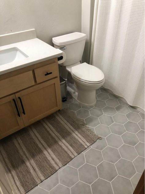 8 Inch Hexagon Tile Floor Bathroom, Lowes Floor Tile, Grey Honeycomb Tile Bathroom, Satori Regent Carrara Nevoso Hexagon, Grey Hexagon Tile Bathroom Floor, Hexagon Floor Tile Bathroom, Honeycomb Tiles Bathroom, Bathroom Flooring Trends, Large Hexagon Tile