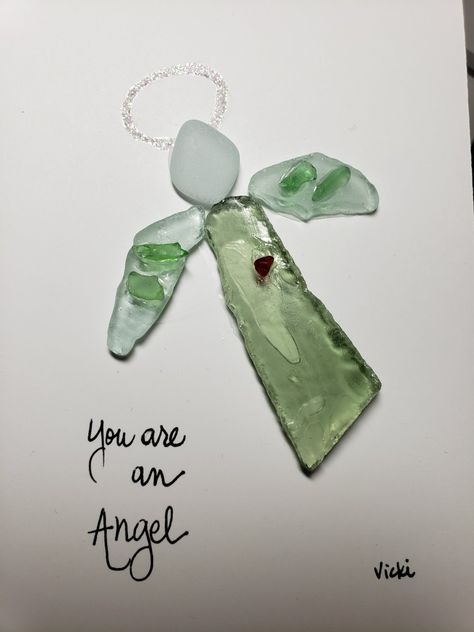 Angel Sea Glass Art, Sea Glass Cross, Sea Glass Angel, Glass Angels, Shells Art, Rock Pictures, Sea Glass Artwork, Sea Glass Gifts, Sea Glass Art Projects