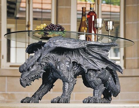 Warwickshire Dragon Coffee Table Dragon Table, Sainte Chapelle Paris, Cheap Diy Halloween Decorations, Gothic Dragon, Dragon Glass, Pedestal Coffee Table, Dragon Decor, Coffee Table Grey, Dragon Figurines