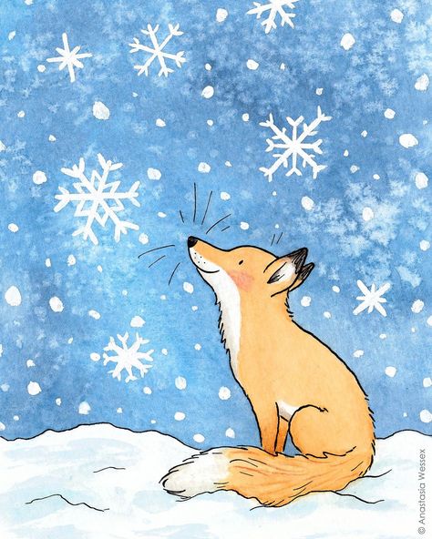 A good spot to read 📚🦊 | Instagram Winter Drawings, Fox Christmas, Fox Kids, Fox Illustration, Animal Doodles, Watercolor Paintings Easy, Forest Creatures, Winter Animals, January 23