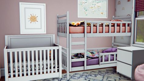 Roisin Crib -- Newborn & Lowered Mattress... : walk away Sims 4 Beds, Sims 4 Toddler Clothes, Ts3 Cc, Sims 4 Piercings, Sims 4 Kitchen, Sims Baby, Height Difference, Sims 4 Anime, Sims 4 Bedroom