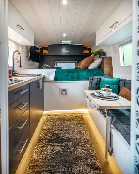 Small Bus Conversion, Short Bus Conversion, Vanlife Inspiration, Bus Build, Bus Home, Tiny House Talk, Short Bus, Bathroom Accent Wall, Bus House