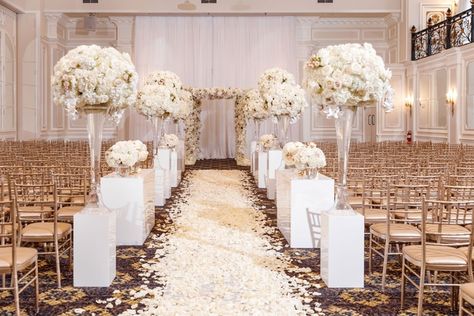 Wedding Ceremony Setup Indoor, White And Gold Wedding Ceremony, Royal Wedding Decor, Royal Wedding Ceremony, Ceremony Decorations Indoor, Ivory And Gold Wedding, Royal Wedding Themes, Wedding Ceremony Decorations Indoor, Bridal Reflections