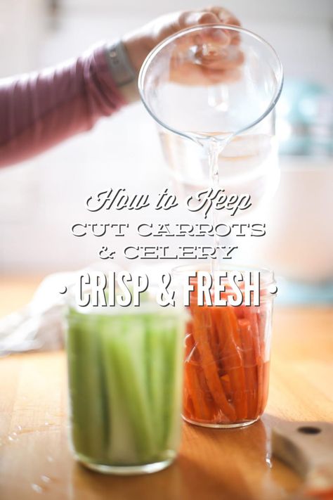 Prep Day: How to Keep Cut Carrots and Celery Fresh and Crisp - Live Simply How To Store Celery, Storing Veggies, Regrow Celery, How To Store Carrots, Store Vegetables, Roasted Eggplant Dip, Carrots And Celery, Fresh Store, Storing Vegetables