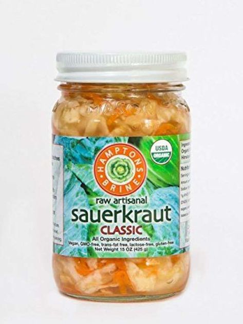 Classic Sauerkraut - amazon.com Raw Sauerkraut, Fermented Sauerkraut, Gluten Free Brands, Fermented Cabbage, Types Of Vegetables, Healthy Bacteria, The Right Stuff, Lactose Free, Usda Organic