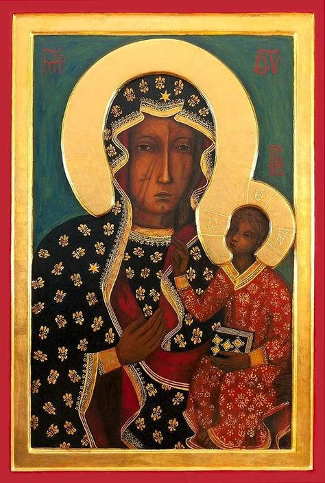 Our Lady Of Czestochowa, Prayer Pictures, Novena Prayers, Russian Icons, Pope John Paul Ii, Russian Orthodox, San Francesco, Child Jesus, The Virgin Mary