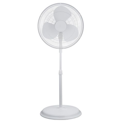 The stand fan by Utilitech has an adjustable height and features a tilting fan head. It's easy control by the knob on top. Limited 1 year. | Utilitech Utilitech Stand Fan - Métal Plastic 16-in 3-Speeds - White FS40-19M Utilitech | Stand Fan - Métal Plastic 16-In 3-Speeds - White | Rona Standing Fans, Stand Fan, Tile Tools, Pedestal Fan, Portable Fans, The Stand, Small Fan, Portable Fan, Natural Sleep