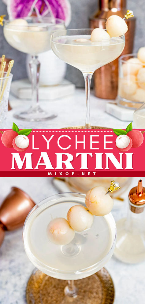 This delightful Lychee Martini is a popular cocktailthat combines exquisite sweetness flavor, with the elegance of a ClassicMartini. Pear Lychee Martini, Litchi Martini Cocktails, Cute Martini Drinks, Pink Lychee Martini, Lychee Vodka Cocktail, Lychee Mojito Recipe, Lychee Liqueur Cocktails, Sweet Vodka Cocktails, Lychee Martini Recipe Easy