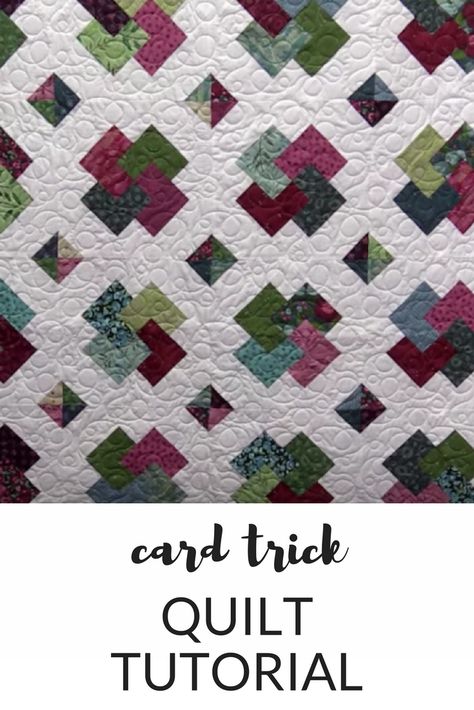 Tri Recs Quilt Blocks, Movement In Squares Quilt Free Pattern, Card Trick Quilt Block, Card Trick Quilt Pattern, Card Trick Quilt, Hst Blocks, Easy Card Tricks, Msqc Tutorials, Queen Size Quilt Pattern\ Yardage Using 2 Colors