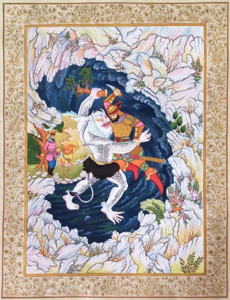 Persian Miniature Painting, King Painting, Rajasthani Art, Epic Hero, Persian Art Painting, Persian Miniature, Mughal Paintings, Miniature Paintings, Art Paintings For Sale