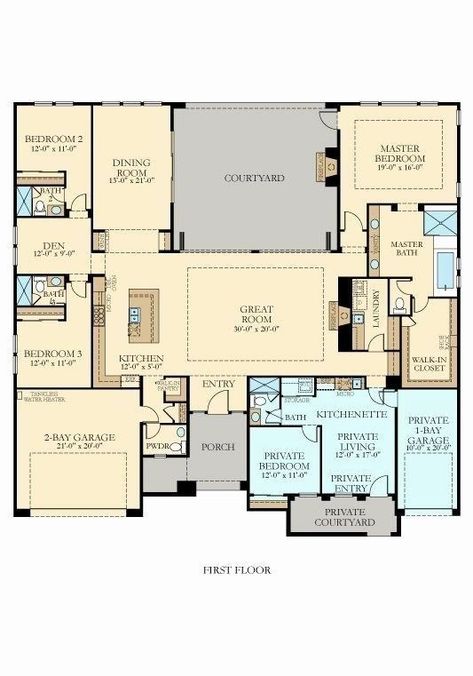 Multigenerational House Plans, Multigenerational House, Two Master Suites, Luxury Building, Small Modern House Plans, Two Bedroom House, Attached Garage, Barndominium Floor Plans, Home Design Floor Plans