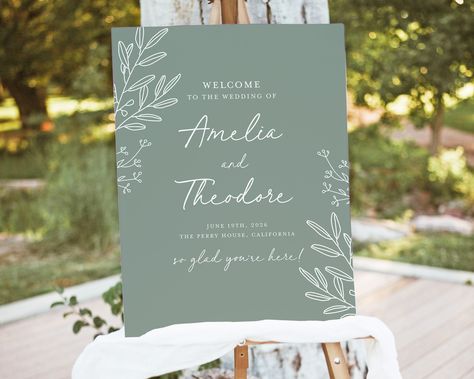 "Sage Minimalist Wedding Welcome Sign Template, Greenery Botanical Editable Reception Decor Sign, Printable Simple Large Signage, Instant Download --------------------------------------------------------------------- THIS FILE IS AN EDITABLE DIGITAL FILE. (COMPUTER, MOBILE DEVICE) DIGITAL FILES ONLY NO PRINTED MATERIALS --------------------------------------------------------------------- ★BUY MORE & SAVE MORE★ * You get a 40% discount when you buy 3 or more items. Coupon code \"3BP40\" --------------------------------------------------------------------- [TRY BEFORE YOU BUY] Demo this item now! Copy and paste the URL below to demo https://www.corjl.com/d/15OGCF --------------------------------------------------------------------- [EDIT YOUR ITEMS AT \"Corjl.com\"  RIGHT AFTER PURCHASING] Eucalyptus Welcome Sign Wedding, Sage Welcome Sign, Sage Wedding Sign, Wedding Welcome Sign Green, Sage Green Wedding Signage, Green Wedding Signage, Large Signage, Sage Wedding, Welcome Sign Template