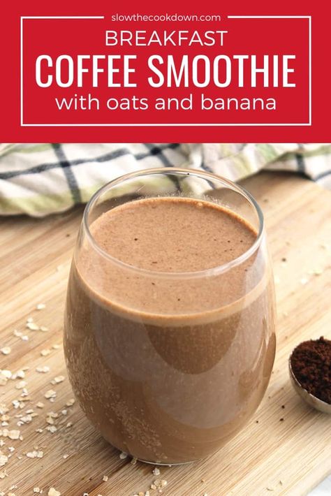 This breakfast coffee smoothie is made with oats and banana and is a high protein and fiber drink. Made with no added artificial sugar, this drink is easy to make vegan and is ready in 5 minutes. Perfect for a quick and healthy breakfast and can be made with instant or brewed coffee. #coffeesmoothie #breakfastsmoothie #coffeeandbananasmoothie Stomach Smoothie, Healthy Coffee Smoothie Recipes, High Protein Breakfast Smoothies, Fiber Drink, Walnut Smoothie, Coffee Smoothie Healthy, Smoothie With Banana, Protein Breakfast Smoothie, Coffee Smoothie Recipes