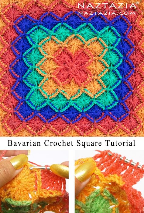 How to Bavarian Crochet Square Tutorial by Donna Wolfe from #naztazia #diy #crochet #crochetpatterns #crochetprojects #crochetshellstitch #ganchillo #tejidos #tejidosdeganchillo #knitting #knittingpatterns #crochetstitches #crochetstitch #crochetstitchpatterns #crochetstitchtutorial #crochetstitchespatterns #bavariancrochet #bavariancrochetpatterns #bavariancrochetblanket #bavariancrochettutorial #bavariancrochetstitch #bavariancrochetpatterns #diycrochet #diycrafts #shellstitch Bavarian Stitch Crochet Pattern, Bavarian Square Crochet Pattern, Bavarian Crochet Stitch, Bavarian Crochet Patterns Free, Crochet Bavarian Stitch, Bavarian Stitch Crochet, Bavarian Crochet Patterns, Crochet A Square, Bavarian Crochet