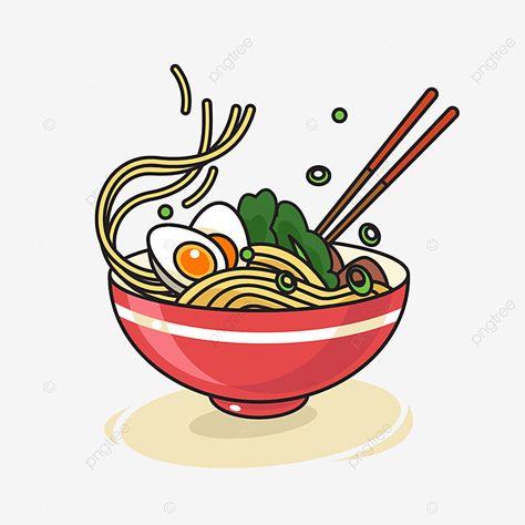 Bowl Of Ramen Drawing, Ramen Bowl Drawing, Ramen Bowl Illustration, Noodles Drawing, Ramen Cartoon, Ramen Illustration, Egg Clipart, Sushi Logo, Food Logos