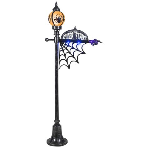 Shop Gemmy Lamp Post Outdoor Halloween Decoration at Lowes.com Witch Lamp, Street Lamp Post, Outdoor Halloween Decorations, Halloween Wishes, 2023 Halloween, Holiday Storage, Lantern Post, Carpet Bathroom, Trunk Or Treat