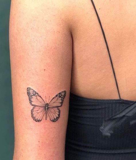 Butterfly With Words In Wings, Dainty Butterfly Tattoo, Butterfly Thigh Tattoo, Small Butterfly Tattoo, Butterfly Tattoos For Women, Inspiration Tattoos, Small Butterfly, Instagram Tattoo, Butterfly Tattoo Designs