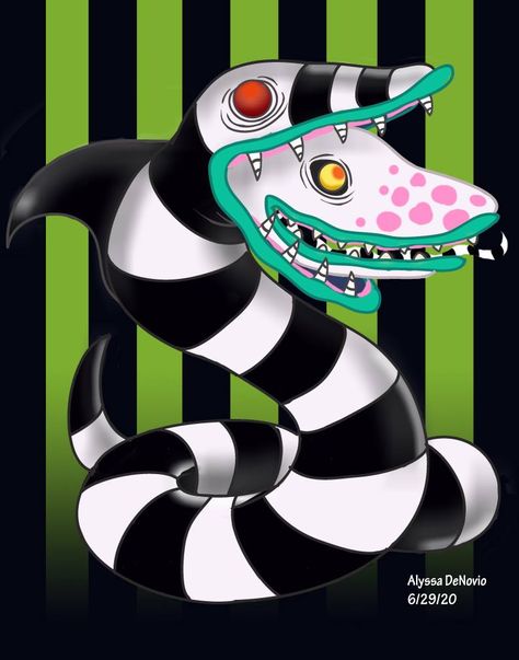 Beetlejuice Sandworm Drawing, Sandworm Tattoo, Beetlejuice Tattoo, Beetlejuice Fan Art, Beetlejuice Cartoon, Tim Burton Beetlejuice, Beetlejuice Sandworm, Beetlejuice Halloween, Tim Burton Art