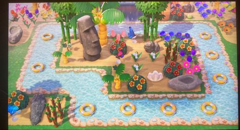 Lazy River Acnh Code, Acnh Lazy River Code, Animal Crossing Lazy River, Acnh Lazy River, Tropical Core Acnh, Acnh Theme Park, Acnh Pool, Tropicore Acnh, Spring Acnh