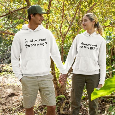 ⎆ You're gonna love this ⎆ ❤️ Couples' Gifts: Matching Outfits - Did You Read The Fine Print? Pregnancy Reveal Surprise ❤️ ONLY $42.97 RIGHT NOW ► Find the link in our bio ◀︎ . . . . #couples #couplesgoals #coupleshoot #couplesofinstagram #couplesphotography #couplescostume #coupleswholift #coupleselfie #coupleswhotravel #couplestyle #coupleset #couplesgoalsmotivation #couplesession #couplesofig #coupleslove #coupleshirt #couplesthatlift #couplestuff #coupleshot #couplestherapy #coupleshoot... Couple Hoodies Relationships, Geek Couple, Funny Matching Shirts, Honeymoon Attire, Honeymoon Wear, Cute Couple Shirts, Matching Hoodies, Matching Couple Shirts, Couples Sweatshirts