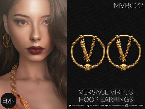 Versace Virtus Hoop Earrings [MVBC22] - MURPHY x BRADFORD x NOCTIS Versace Hoop Earrings, Cc Accessories, Accessories Earrings, Sims 4, Versace, Hoop Earrings, France