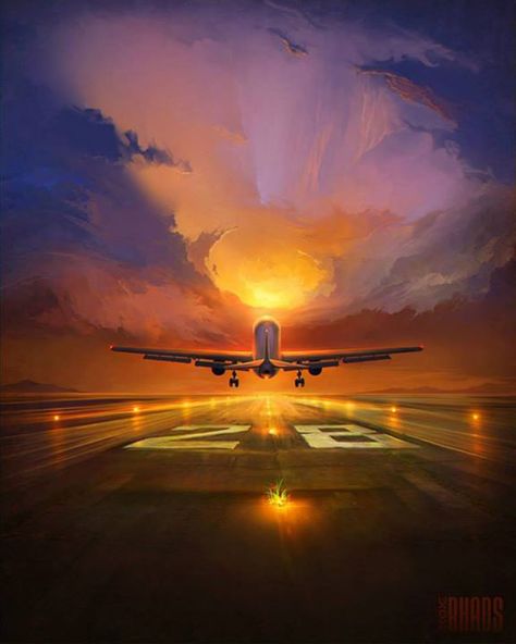 Concept Art and Illustrations by Artyom #digitalart #portraits #digitalillustration Airplane Painting, Airplane Wallpaper, Airplane Photography, Image 3d, Paint By Numbers, Pictures To Paint, Land Scape, Cool Drawings, The Sky