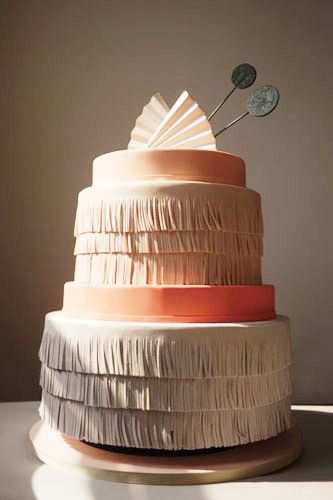 Fringe & Peach Wedding Cake Duff Goldman Cakes, Charm City Cakes, Wedding Cake Peach, Metallic Cake, Dino Cake, Icing Design, Charm City, Peach Cake, Wedding Cakes Vintage