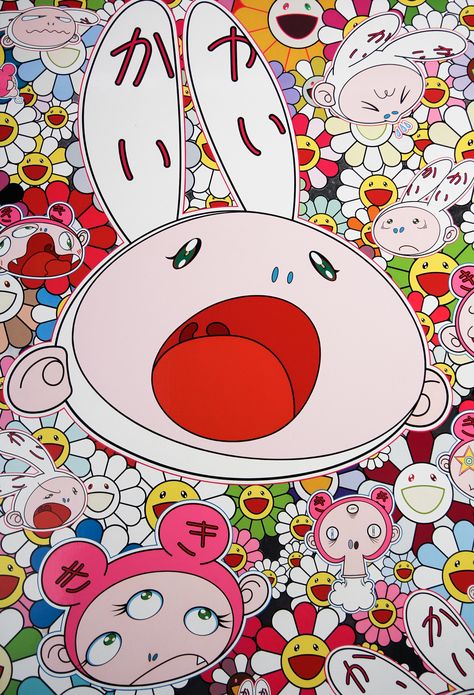 Neopop Art, Takashi Murakami Wallpaper, Superflat Art, Murakami Wallpaper, Superflat Pop, Murakami Art, Takashi Murakami Art, Kaws Painting, Murakami Flower