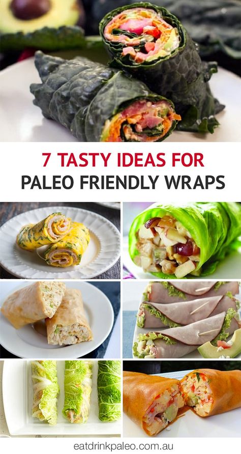 7 Tasty Ideas For Paleo Wraps - Eat Drink Paleo Paleo Staples, Paleo Wraps, Collard Wraps, Cauliflower Tortillas, Lettuce Wraps Healthy, Coconut Wraps, Ham Wraps, Simple Lunch, Carb Alternatives