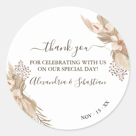 Floral wedding thank you stickers. Personalize with your names and wedding date. #wedding #thankyou . #Wedding_Labels_Stickers #Engagement_Stickers_Design #Stickers_Thank_You #Thank_You_Card_Wedding_Souvenir Engagement Stickers Design, Thank You Gift Wedding, Stickers Thank You, Thank You Sticker, Thanks Card Wedding, Wedding Sticker Design, Engagement Stickers, Stickers For Wedding, Souvenir Wedding