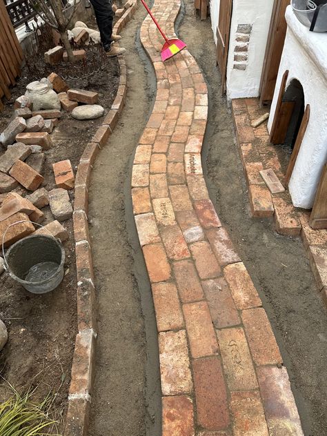 Nice antique style pathway with Taitone old firebricks! #pathwaybrick Brick Pathway, Reclaimed Brick, Garden Pathway, Ancient China, Outdoor Ideas, Backyard Landscaping Designs, Walkway, Antique Style, Backyard Landscaping