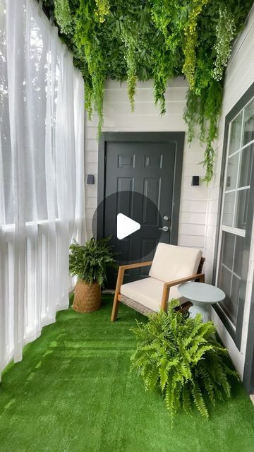 My Ugly Apartment - DIY & Decor | Atlanta on Instagram: "This balcony makeover 🤩  #balconydecor #balconydesign #balconyideas #apartmentbalcony #apartmentdecor #apartmentinspo   DISCLAIMER:  This is not practical for everyone. My balcony has specific conditions that make this suitable for me. For example, when it rains I can sit out here and enjoy the sound of the rain because it barely gets wet. The curtains are specifically made for outdoors and get damp at best when there’s heavy rain. My upstairs neighbors don’t have pets and barely use their balcony. And because of where my balcony is on the property wind only blows the curtains a little bit and doesn’t affect anything else. Finally, all of this is removable." Balcony Makeover Diy, Balcony Curtains, Balcony Makeover, Apartment Balcony Garden, Apartment Diy, Diy Apartment Decor, Sit Out, Diy Makeover, Heavy Rain