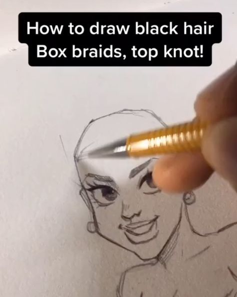 chill king (@leri290) • Instagram photos and videos Art Sketches Hair, Box Braids Drawing, Braids Drawing Reference, Braids Drawing, High Forehead, How To Draw Braids, Vine Tattoo, Braided Top Knots, Drawing Hair Tutorial