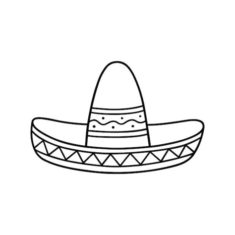 Chapeau Sombrero Mexicain Doodle Culture... | Premium Vector #Freepik #vector #sombrero #chapeau-mexicain #mexique #chapeau-dessin Sombrero Hat Drawing, Sombrero Drawing Simple, Sombrero Coloring Page, Sombrero Tattoo Mexican, Cartoon Sombrero, Sombrero Drawing, Mexican Doodles, Sombrero Tattoo, Mexican Sombrero Hat