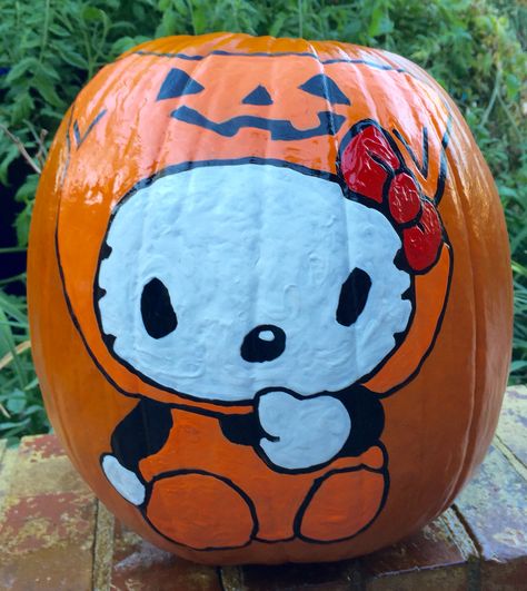 Hello Kitty Hello Kitty Painting Pumpkin, Hello Kitty Halloween Pumpkin Painting, Pumpkin Painting Ideas Hello Kitty, Kitty Pumpkin Painting, Hello Kitty Punkin Painting, Hello Kitty Pumpkin Painting, Hello Kitty Carved Pumpkin, Halloween Pumpkins Hello Kitty, Hello Kitty Halloween Wallpaper