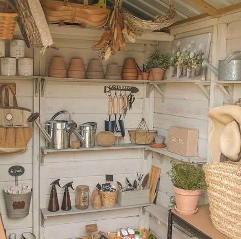 Garden Shed Flooring Ideas, Garden Shed Organization, Gardening Shed, Allotment Shed, Garden Shed Interiors, Shed Makeover, Shed Interior, Inside Garden, Greenhouse Shed