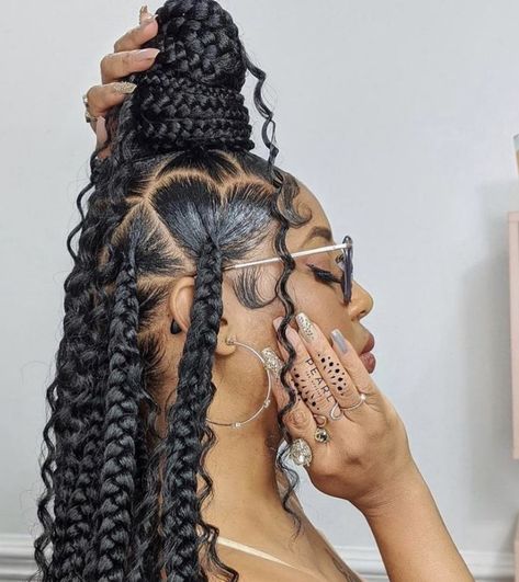 Knotless braids, braids, protective hairstyles Big Box Braids Hairstyles, Goddess Braids Hairstyles, Box Braids Hairstyles For Black Women, Braids Hairstyles Pictures, Cute Box Braids Hairstyles, Protective Hairstyles Braids, Girls Hairstyles Braids, Natural Hair Styles Easy, Hair Ponytail Styles