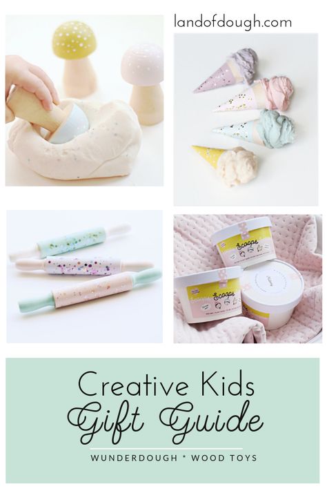 Our items make a great gift option for a child that loves  arts and crafts. We offer everything from all natural play dough to wooden play dough accessories for your little one to explore with their imagination. #GiftGuide #GirlsGiftGuide #ToddlerGiftGuide #GirlsGiftGuide #BoysGiftGuide Play Dough Packaging Ideas, Play Dough Packaging, Playdough Packaging, Dough Packaging, Natural Play Dough, Natural Playdough, Toddler Gift Guide, Thinking Putty, Natural Play