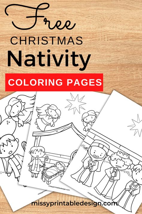 Nativity Coloring Pages for Christmas Fun - MissyPrintableDesign Free Nativity Coloring Pages, Nativity Coloring Pages For Kids, Christmas Story Coloring Pages, Nativity Printables, Christmas Sunday School Lessons, Jesus Birthday Party, Christian Christmas Crafts, Nativity Scene Crafts, Nativity Activity