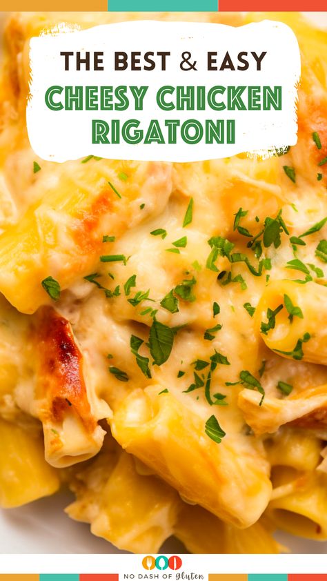 Chicken Rigatoni Recipes, Cheesy Chicken Rigatoni, Cheesy Rigatoni, Rotini Pasta Recipes, Chicken Rigatoni, Rigatoni Recipes, Homemade Chicken And Dumplings, Baked Rigatoni, Queso Recipe