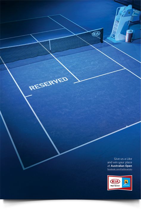 KIA Australian Open Poster by Lukas Karasek, via Behance Tennis Court Design, Movie Poster Project, Sports Campaign, Tennis Open, Tennis Posters, Tennis Tips, Kia Motors, Tennis Clubs, Creative Block