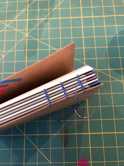 Book Binding Kettle Stitch, Stitched Book Binding, Binding Your Own Book, How To Stitch A Book Binding, Book Binding Tutorial Step By Step, How To Sew A Book Binding, Copic Stitch Book Binding, Beginner Book Binding, Small Book Binding