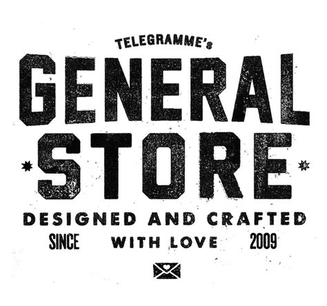 Telegramme's General Store General Store Logo Design, General Store Logo, Grocery Logo, Industrial Font, Vintage General Store, Store Logo Design, Store Logo, Hand Drawn Type, Typography Branding