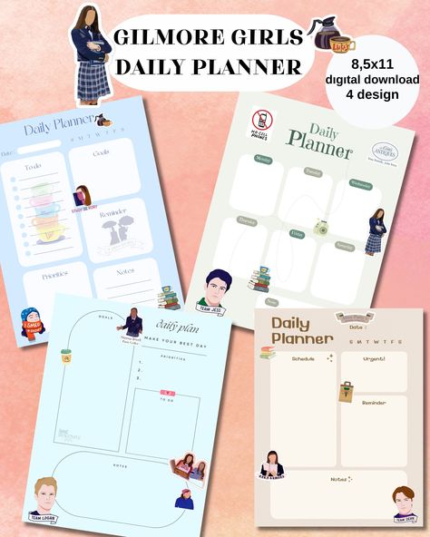 Gilmore Girls Daily Planner,Printable Planner, Daily Planner, Gilmore girls Planner, Daily Planner Prints, US Letter Size, Printable Planner Gilmore Girls Printables, Gilmore Girl, Daily Planner Printable, Gilmore Girls, Daily Planner, Letter Size, Printable Planner, Printed Items, Digital Prints