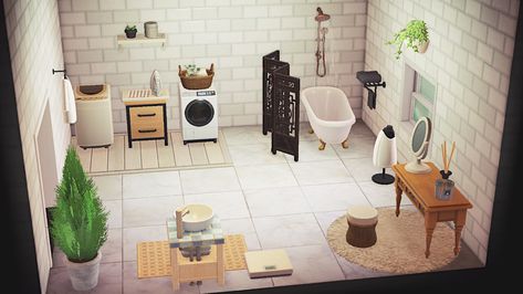 animal crossing, ACNH, new horizons, bathroom, house interior, white, laundry room, vanity Animal Crossing Cafe, Animal Crossing Funny, Animal Crossing Guide, Animal Crossing Wild World, Animal Crossing Pocket Camp, New Animal Crossing, Bathroom Items, Animal Crossing Game, Animal Crossing Qr